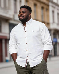 Big & Tall Men's Casual Fashion Solid Color Cotton Linen Long Sleeve Shirt XS-2XL