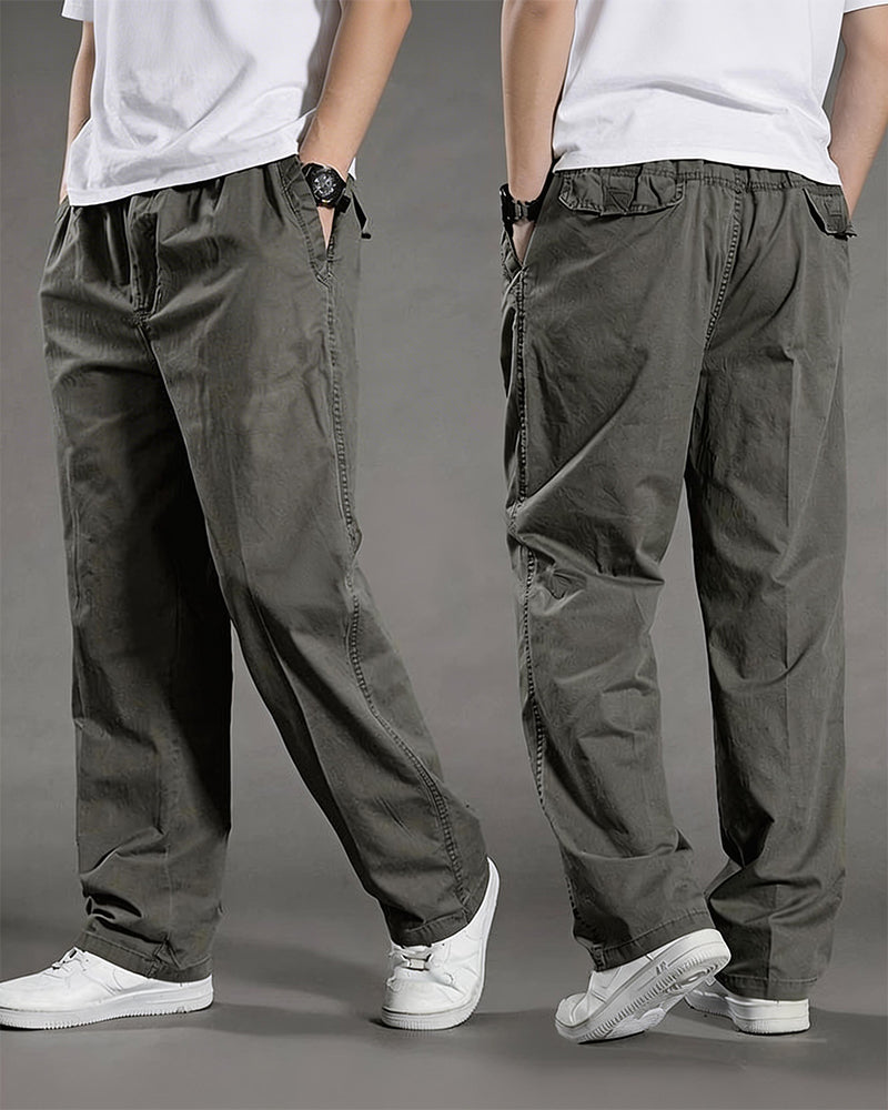 Big & Tall Men's Thin Cotton Straight Elastic Waist Overalls M-6XL