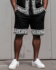 Big & Tall Men's Santa Claus Muscle Cosplay Printed Short Sleeve Shirt Shorts Set