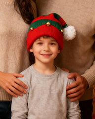 Autumn And Winter Classic Red And Green Color Matching Elves Christmas Hat Knitted Parent Hat Gift