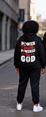Big & Tall Couples "Power Couple Powered By God" Faith Theme Printed Hoodie Set