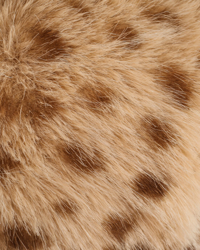 Leopard-Print Plush Ear Warmer Hat