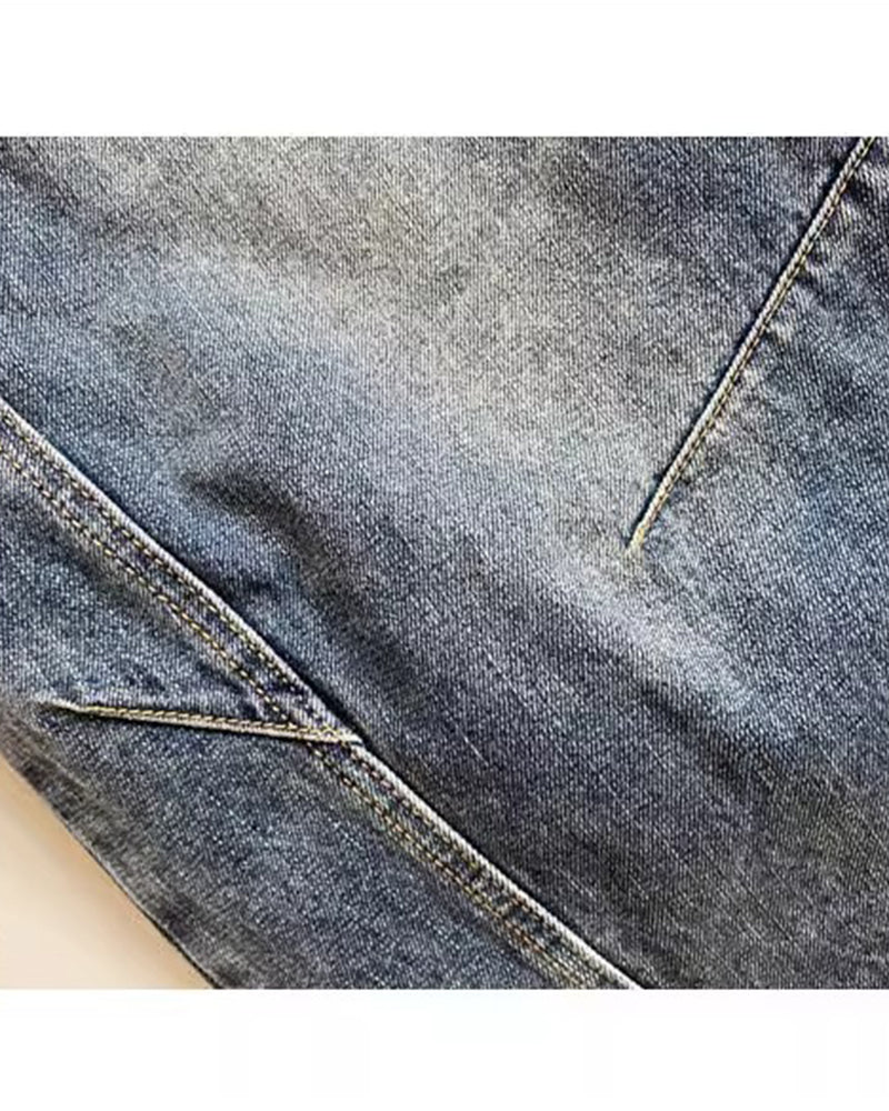 Big & Tall Men's Washed Vintage Jeans Straight Tapered Pants M-8XL