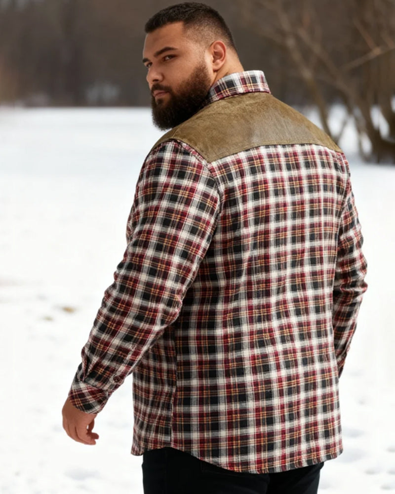 Big & Tall Men's Thickened Plaid Shirt Cotton Jacket M-4XL