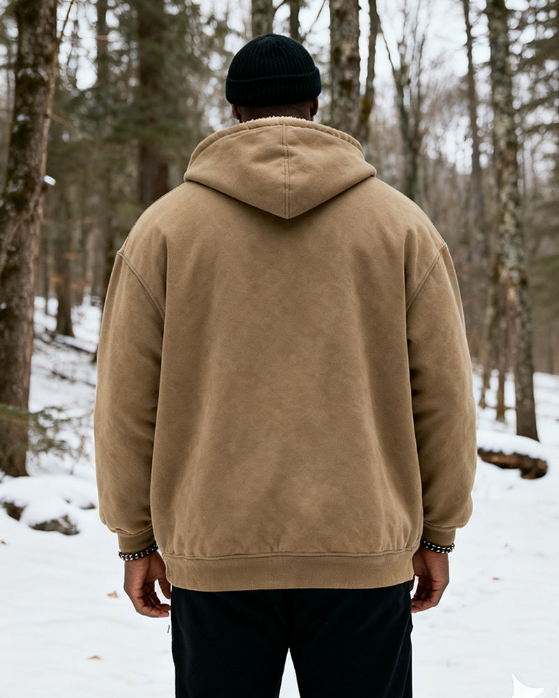 Big & Tall Men's Solid Color Velvet Thickened Zip Cardigan Hoodie