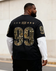 Big & Tall Men's Camouflage 1992 Printed Fake Two-piece Long-sleeved T-shirt