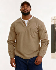Big & Tall Men's Solid Color Fake Two-Piece V-Neck Waffled Long-Sleeved T-Shirt S-2XL