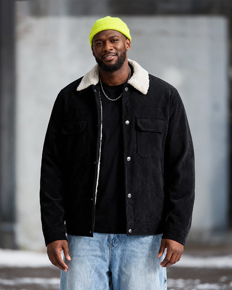 Big & Tall Men's Thickened Lamb Corduroy Casual Jacket L-9XL