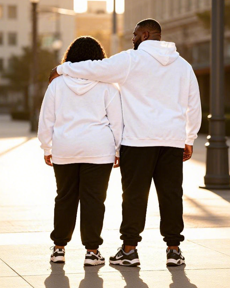 Big & Tall Couples Heart-to-Heart Gesture LOVE Printed Hoodie Set