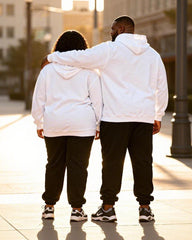 Big & Tall Couples Heart-to-Heart Gesture LOVE Printed Hoodie Set