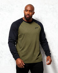 Big & Tall Men's Stitching Raglan Sleeve Long Sleeve Cotton T-shirt L-2XL