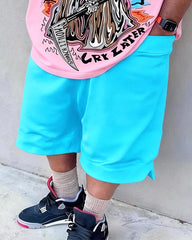 Big & Tall Men's Foundation Dark Skull Letter Contrast Printed Crewneck Short Sleeve T-Shirt Shorts Set