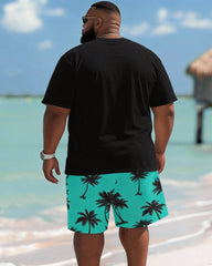 Big Guys Hawaiian Coconut Tree Short Sleeve Tee and Shorts Set