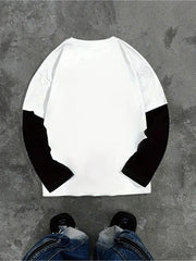 Big & Tall Men's "OG" Dripping Letter Printed Fake Two-Piece Long Sleeve T-Shirt