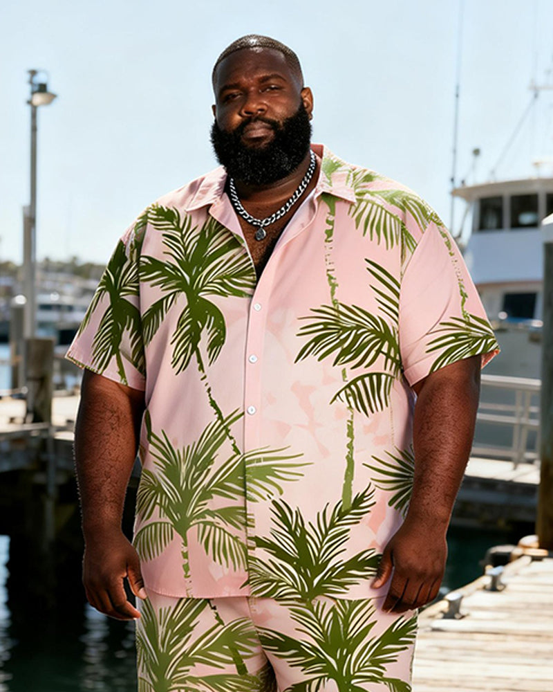 Big & Tall Men's Foundation Coconut Tree Print Short-Sleeve Shirt And Shorts Set