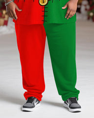 Big & Tall Men's Christmas Elves Cosplay Printed Long Sleeve T-Shirt Trousers Suit