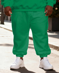 Big & Tall Men's Green Gingerbread Man Hot Cocoa Print Hoodie Set