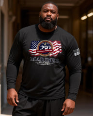 Big & Tall Men's Marine Corps 250 Anniversary Badge Printed Long Sleeve Tee