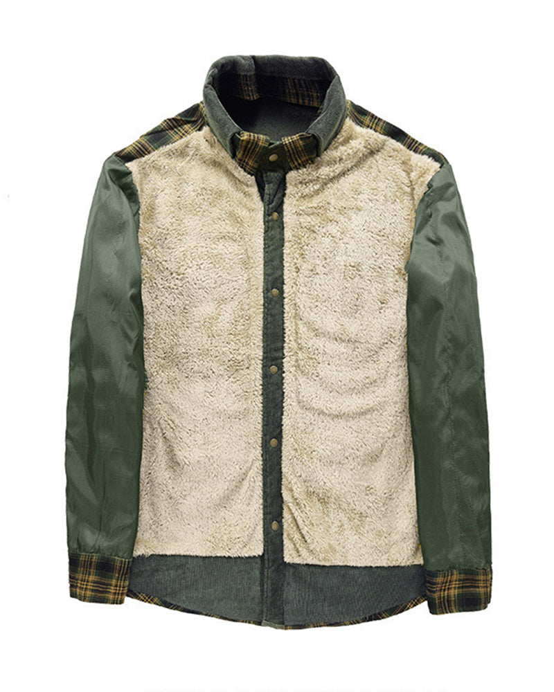 Big & Tall Men's Thickened Long Sleeve Plaid Shirt Jacket M-4XL