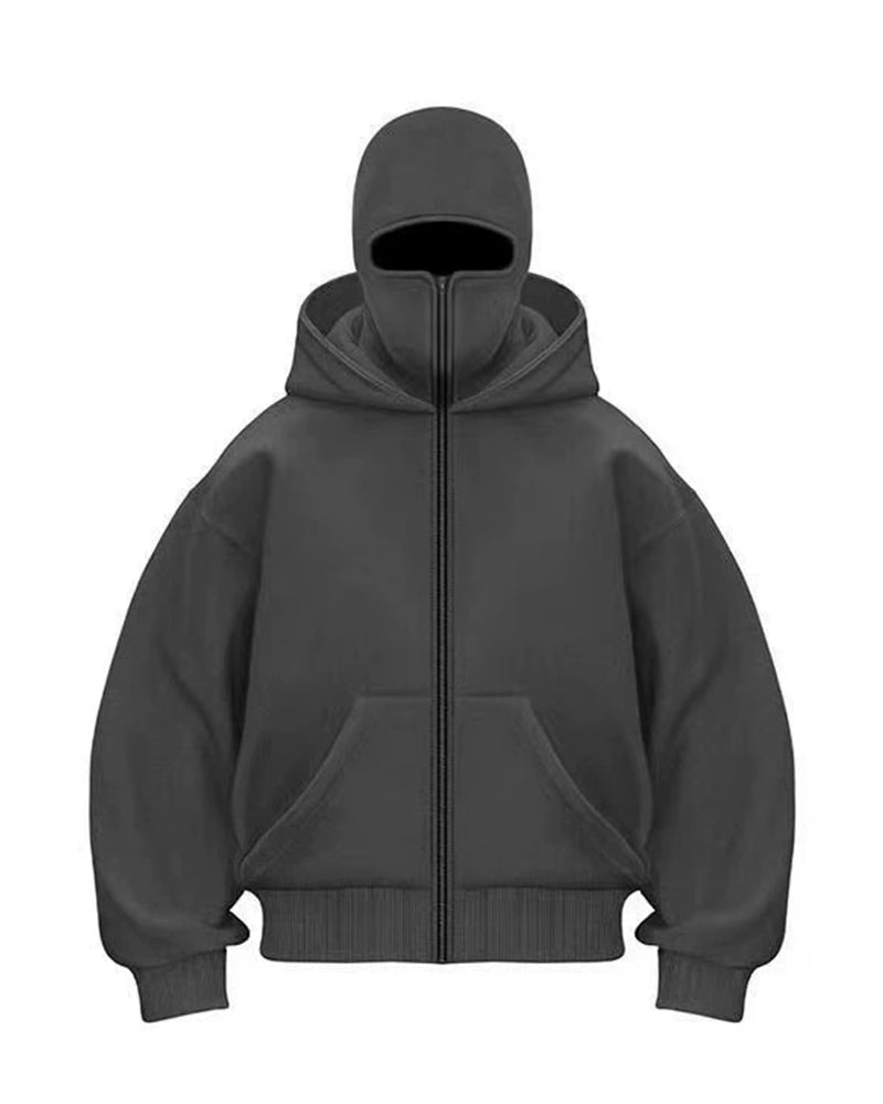 Big & Tall Men's Solid Color Fleece Zipped Double Hood Cardigan Hoodie Sweatshirt