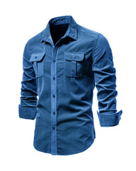 Big & Tall Men's Corduroy Business Slim Fit Shirt M-5XL