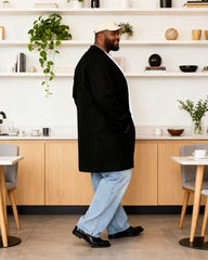 Big & Tall Men's Solid Color Wool Mid-length Trench Coat S-3XL