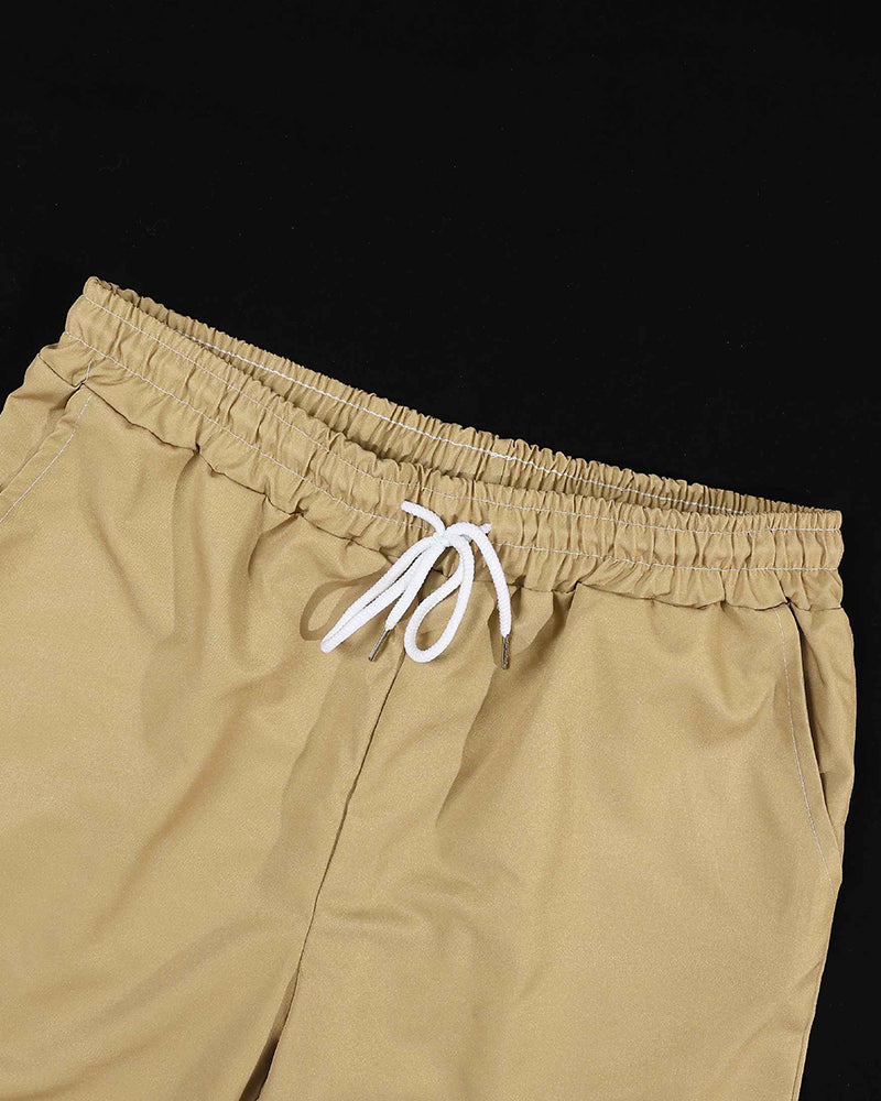 Men's Leaf Print Drawstring Waist Loose Shorts Set