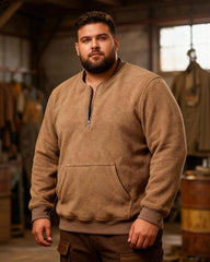 Big & Tall Men's American Retro Padded Double-sided Polar Fleece Half-open Collar Sweater Coat L-4XL