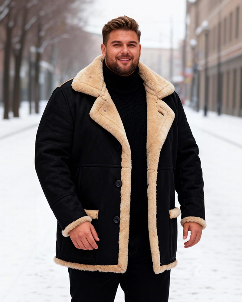 Big & Tall Men's Thickened Lapel Plush Coat Jacket S-5XL