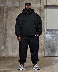 Big & Tall Men's Black Pink "USA" Hat Ornament Cartoon Printed Hoodie Set