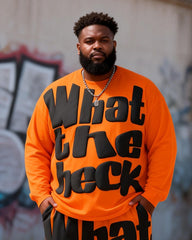 Big & Tall Men's What The Heck Alphabet Print Long Sleeve T-Shirt Pants Set