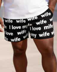 Big & Tall Men's "I Love My Wife" Letter Printed Crew Neck Short Sleeve T-shirt Shorts Set