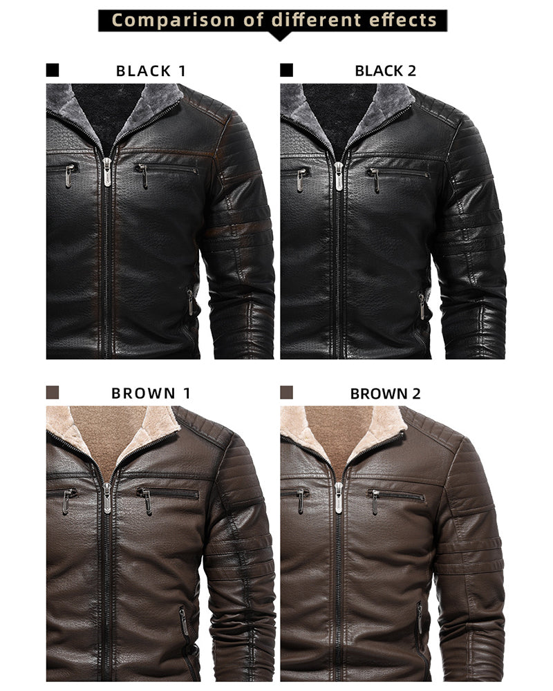 Big & Tall Men's Vintage Faux Leather Thick Vintage Jacket S-3XL