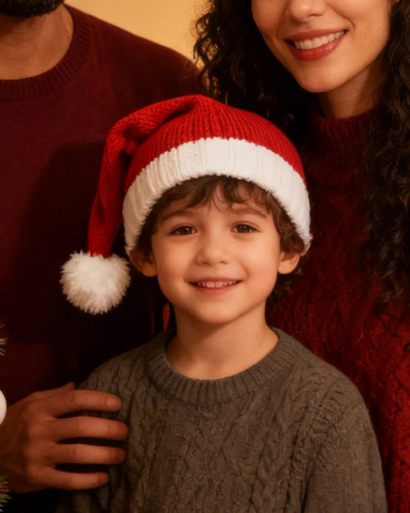 Autumn And Winter Classic Red Christmas Hat Knitted Parent Hat Gift