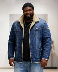 Big & Tall Men's Thickened Velvet Lapel Fur Collar Jacket Coat M-7XL