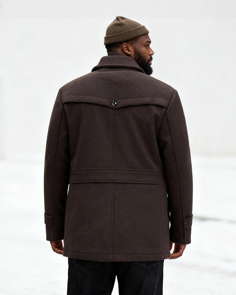 Big & Tall Men's Fashion Double Collar Business Wool Coat M-6XL