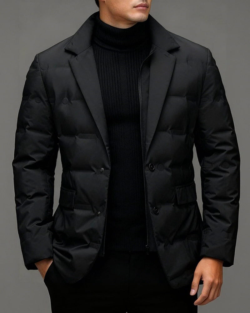Big & Tall Men's Winter Down Suit Can Be Removable With Vertical Collar Fake Two-piece M-6XL