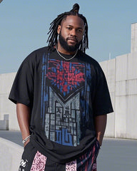 Plus Size Boys 1L-9L Irregular Street Printed Short Sleeve T-shirt Pants Suit
