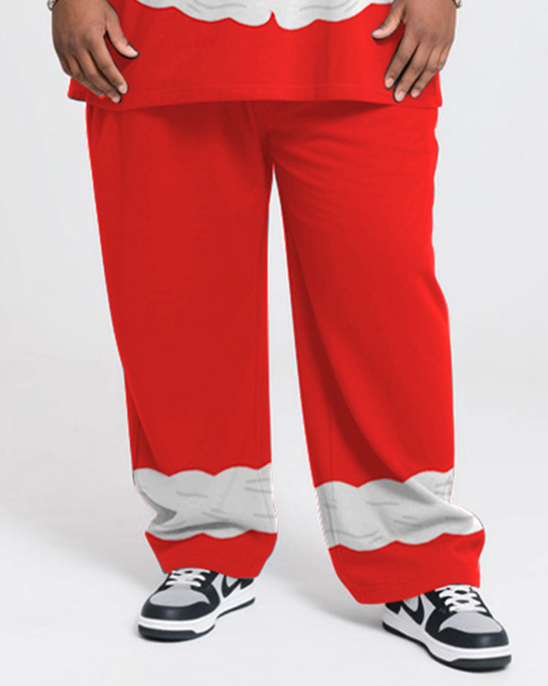 Big & Tall Men's Santa Claus Cosplay Printed Long Sleeve T-Shirt Trousers Suit