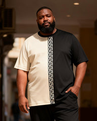 Big & Tall Men's Black Stitching T-shirt Pants Suit