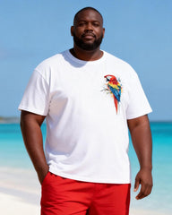 Big & Tall Men's Parrot Print Crewneck Short Sleeve T-Shirt Shorts Set