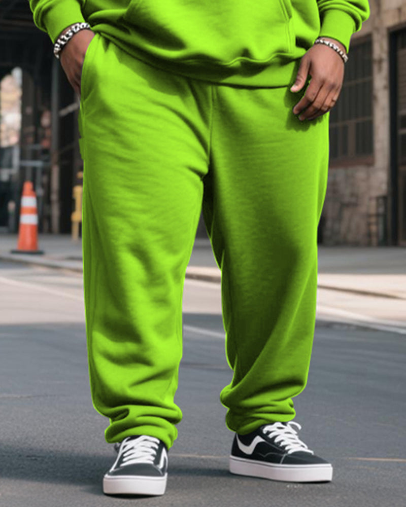 Big & Tall Men's Fluorescent Green JOKES ON YOU Alphabet Print Hoodie Set