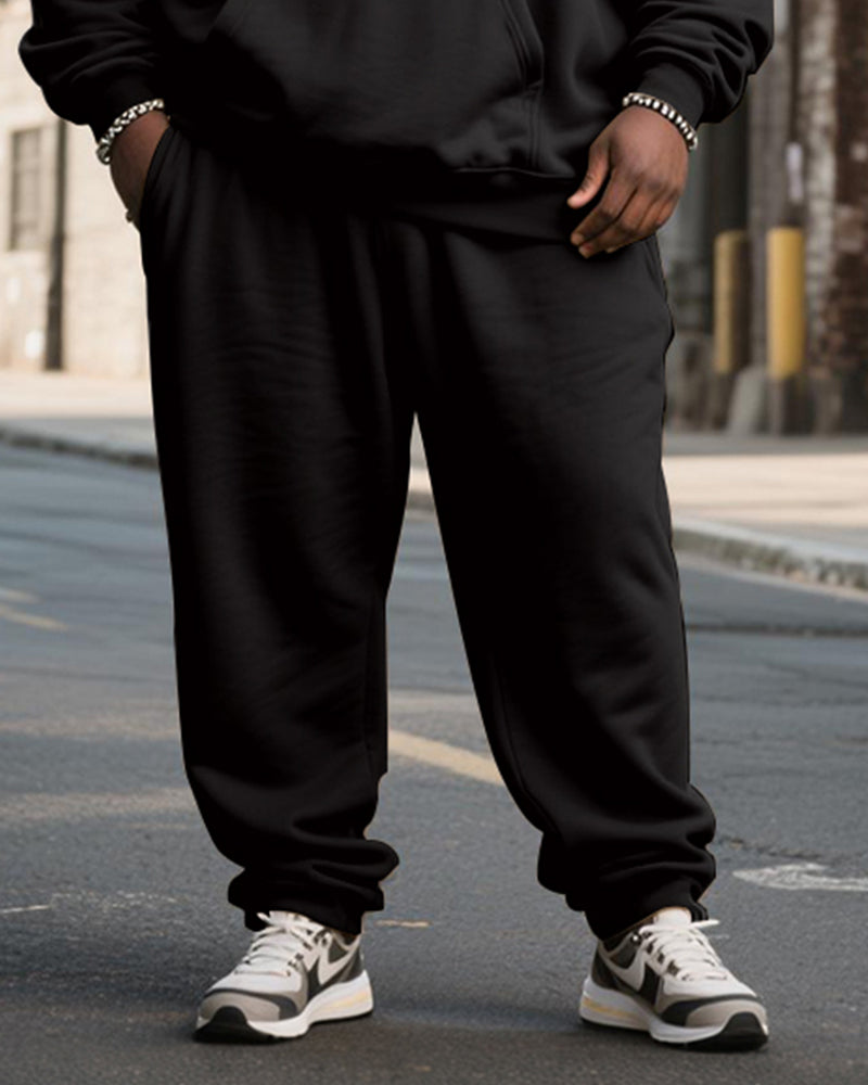 Big & Tall Men's Black And Red Digital "67" Gesture Printed Hoodie Set