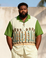 Big & Tall Men's Surfboard Coconut Print Short Sleeve Shirt Shorts Set