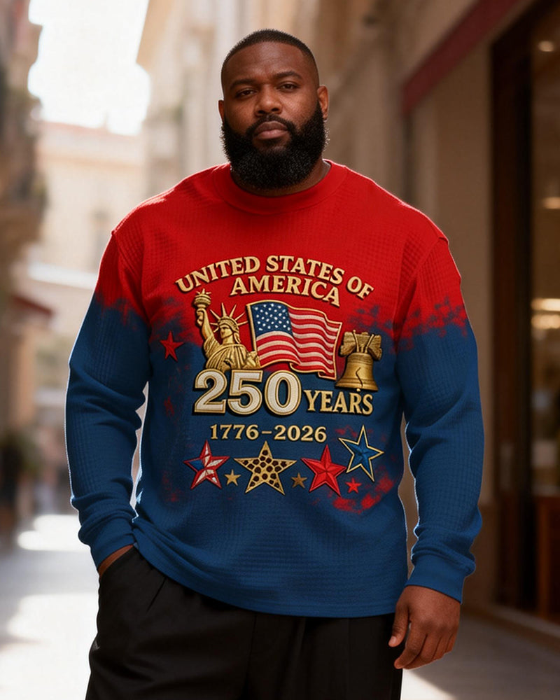 Big & Tall Men's 250 Independence Day Commemorative Printed Long Sleeve T-Shirt