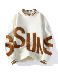 Big & Tall Men's Casual Three-dimensional "SUN" Letter Long Sleeve Sweater L-4XL