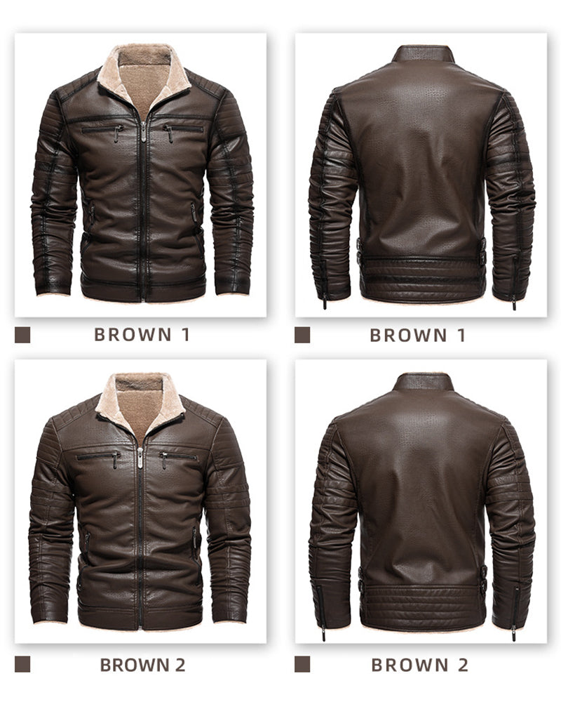 Big & Tall Men's Vintage Faux Leather Thick Vintage Jacket S-3XL