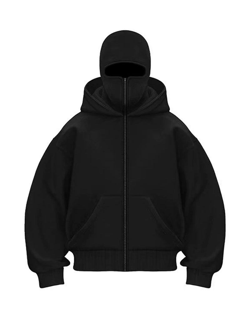 Big & Tall Men's Solid Color Fleece Zipped Double Hood Cardigan Hoodie Sweatshirt