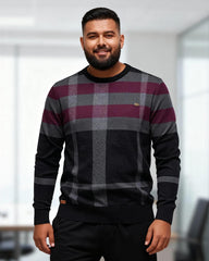 Big & Tall Men's Business Plaid Crewneck Sweater S-2XL