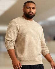 Big & Tall Men's Slim Fit Solid Color Crewneck Long Sleeve Small Square Casual Base Wear S-3XL